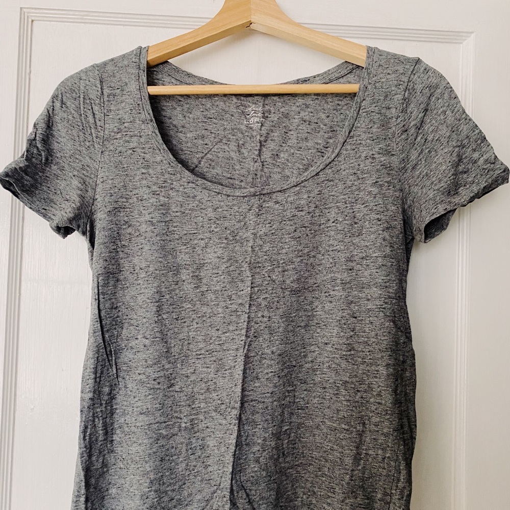 Ann Taylor Loft Heather Grey Scoopneck Tee